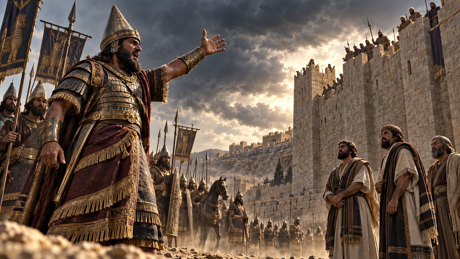 The Assyrian Commander Threatens Jerusalem Illustration: The Assyrian Commander Threatens Jerusalem